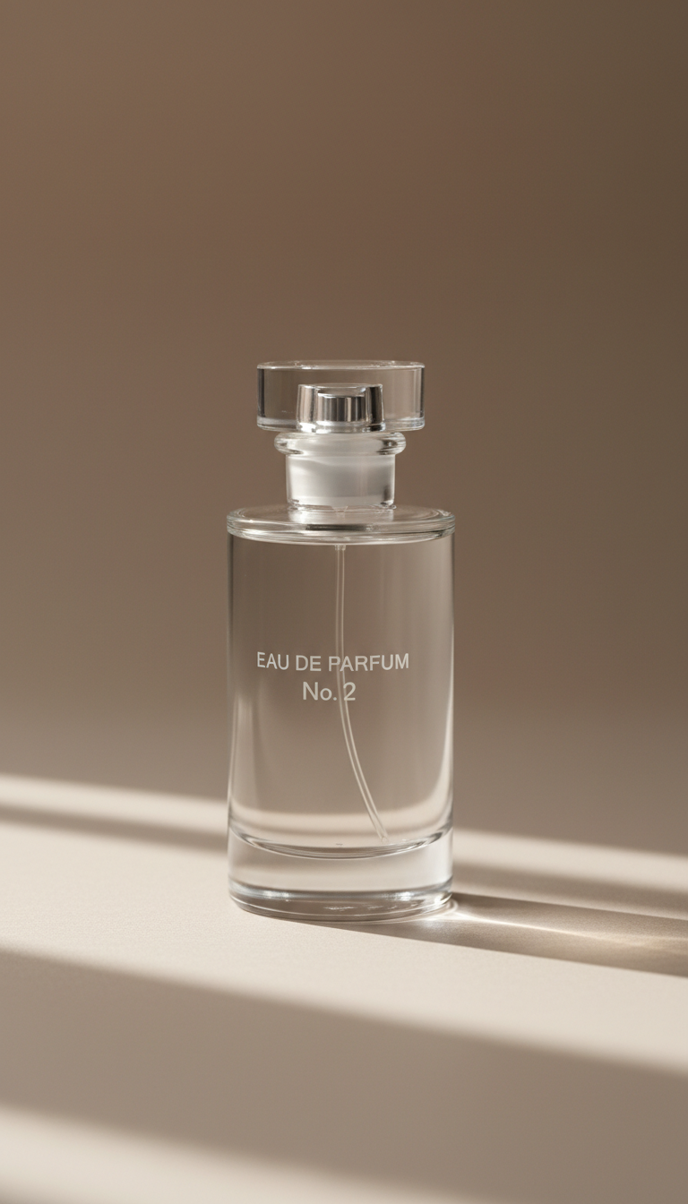 Eau de Parfum No. 2 botella minimalista transparente